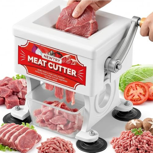 NEWTRY Manuelle Fleischschneider 2,5mm Schneiden Würfeln Gastro Küche | Edelstahl, langlebig, leicht zu reinigen, abnehmbare Klinge, für Metzgereien, Restaurants, hohe Effizienz, robuste Bauweise