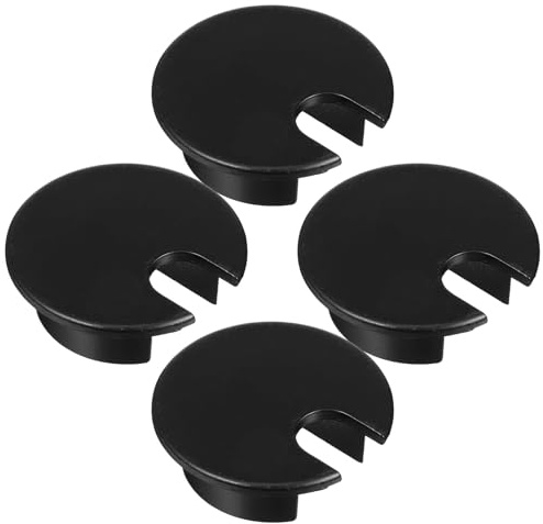 HOMSFOU Passacavo Nero per Scrivania 35Mm Copriforo 4 Pezzi Gestione Cavi da Scrivania per Ufficio Organizer per Cavi Compatibile Computer e Mobili