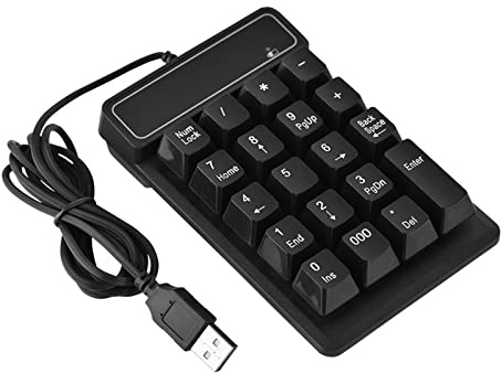Tyenaza Tastiera numerica, tastierino numerico cablato da 1,5 m con 19 tasti, design ergonomico resistente agli spruzzi d'acqua per uso con PC desktop e laptop con finestra