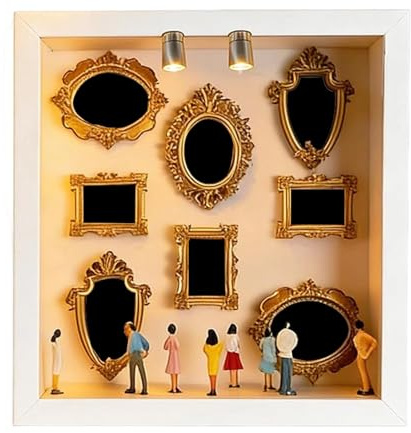 Generico Mini scatola per silhouette da museo fai-da-te, kit per mini museo con scatola delle ombres con figurine, vetrina per foto fai da te, cornici per silhouette, scatole per decorazioni e regali
