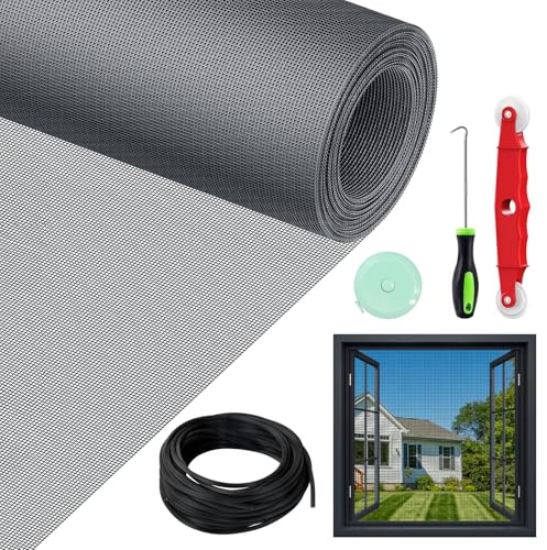 WEVOL Zanzariera Finestra, 120x300cm Zanzariere per Finestre Nessuna Perforazione, Rete Zanzariera in Fibra di Vetro con Kit di Installazione, Zanzariere Fai Da Te per Finestra Soggiorno Tetto Porta