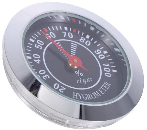 CIYODO Cigar Humidor Analog Hygrometer 38mm Round Mechanical Humidity Gauge for Cigar Box and Guitar Case, Black Small Humidity Meter Suitable for Home Use