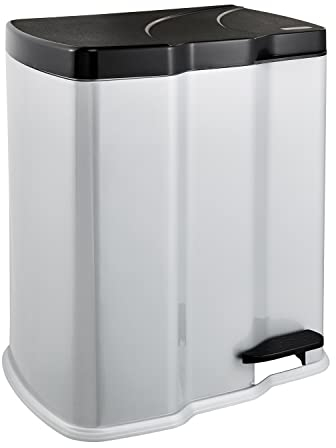 keeeper Pattumiera a Pedale con 2 Contenitori per Rifiuti, 7 L + 15 L, Gunnar, Argentato