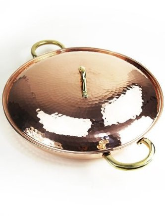 Poêle en cuivre (36cm) avec couvercle et deux anses - 'CopperGarden®'