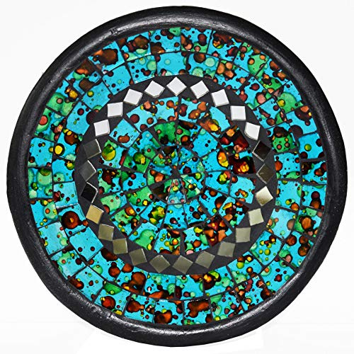 Simandra Ciotola Mosaico Audio Shell Ciotola in Vetro Guscio Decorativo Mosaico in Vetro Mosaico Mattoni Vetro Decorazione Fatto a Mano Colore Ciotola Tondo Specchio L - Blu