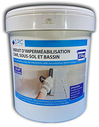 GRC - Enduit d'imperméabilisation GRIS pour cave, sous-sol et bassin 25kg