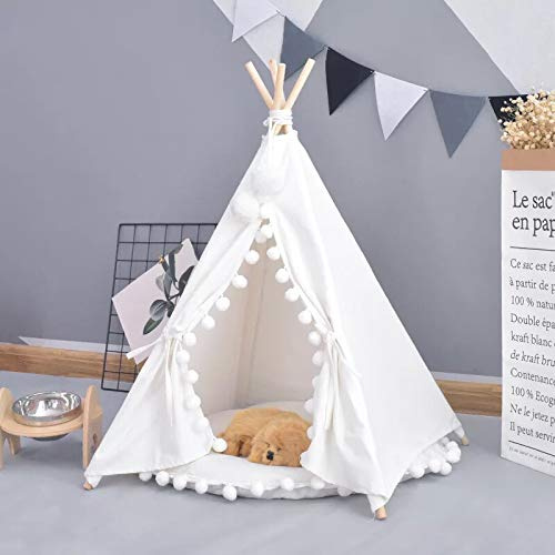 little dove Dog Teepee Tent House and Tent with Lace for Dog or Pet, Removable and Washable with Mattress (L)