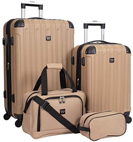 Travelers Club Midtown Hardside 4-Piece Luggage Travel Set, Tan