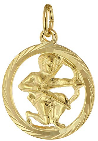 trendor Sternzeichen Schütze 333 Gold Anhänger Ø 16 mm 39000-12 | modischer Tierkreiszeichen Anhänger aus Echtgold für Damen und Herren, elegante Geschenkidee,