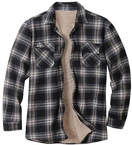 Minetom Chemises Homme en Flanelle Chemises À Carreaux Manches Longues Chemise Chaude De Bucheron Bouton Chemise Sherp Veste A Marin XS