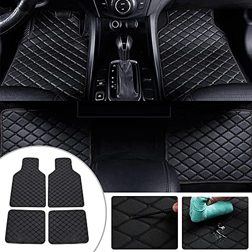 Maibuli Fußmatten Universal passend für BMW X1 X3 320 X5 530 520 330 Auto Fussmatten PU Leder Bodenmatten Wasserdicht Anti Rutsch Teppich Matten 4 Stück Schwarz