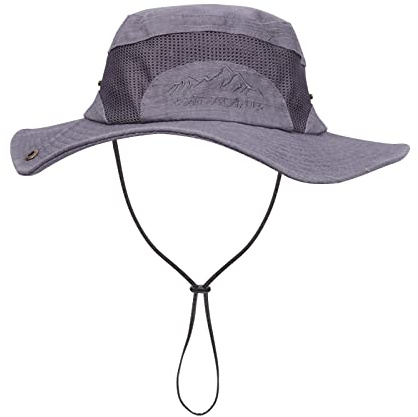 EKMTBJXY Cappello da Sole Uomo, Estivo Anti UV Tesa Larga Bucket Hat Cappello da Pescatore, Cappello Safari in Rete Traspirante Pieghevole per Campeggio, Pesca, Trekking