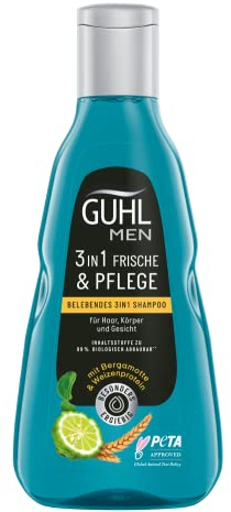 Guhl Men 3 in 1 Frische & Pflege Shampoo - 2er Pack - 2 x 250 ml - Für Haar, Körper und Gesicht - Haartyp: normal