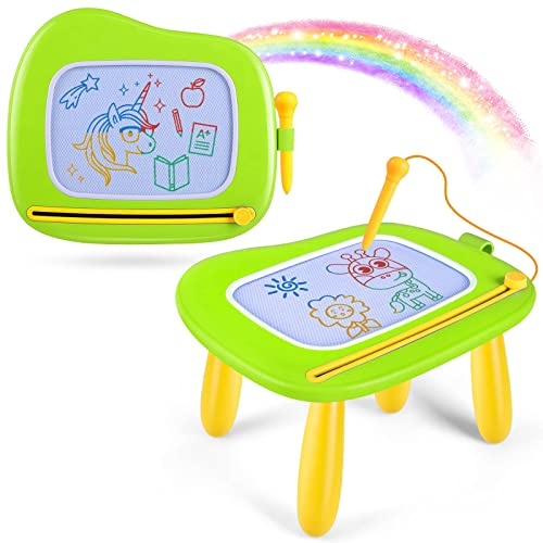 Smasiagon Kinderspielzeug ab 1 Jahr, Magnetische Maltafel Zaubertafel Bunt Zeichentafel Magnettafel mit 4 Beine für Kinder Geschenk für 1 2 3 Jahre Mädchen Junge Spielzeug (Grün)