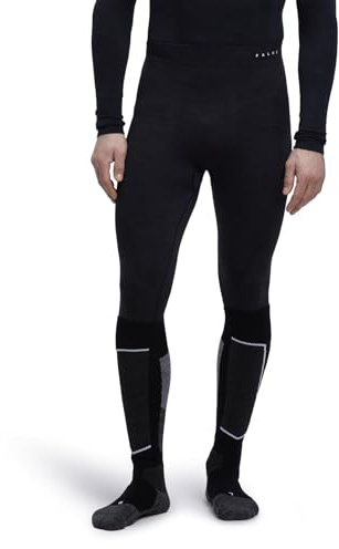 FALKE Herren Baselayer-Hose Wool-Tech Long M Ti Wolle Funktionsmaterial schnelltrocknend 1 Stück, Schwarz Black 3000, L