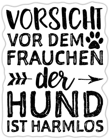 DesignsByJnk5 Sticker Unisex Hunde | Vorsicht Vor Dem Frauchen Der Hund Ist Harmlos Aufkleber Hunde Spruch | Hunde Besitzer lustige Sprüche Autoaufkleber Geschenkidee Hunde