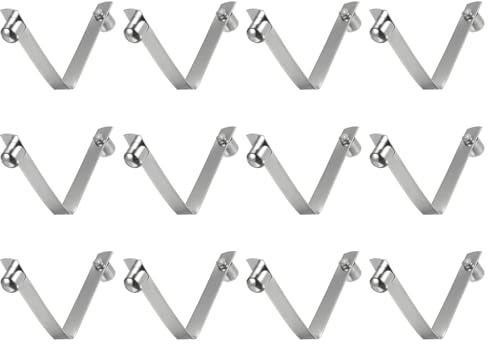 sourcing map 12 Stück Doppelknopf Kajak Paddel Schnappfeder Clip 50x8mm | 65Mn Federstahl, V-förmige solide Teleskop Verriegelung Rohr Clips, Für Zelt Regenschirm Camping