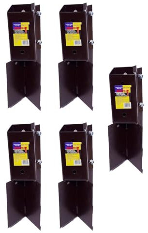 5 x Fence Post Holder 100mm posts Support Concrete In Shoe Anchor Clamp Grip Brown for 100mm x 100mm posts (4) Eliza Tinsley Swiftpost, Pack of 5