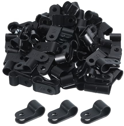 QUARKZMAN R-Typ Kabelklemmen, 6,4 mm 0,25 Zoll Kabelclip Kabelorganisator Kabelclips Schwarz zur Kabelverwaltung, Packung mit 200 Stück