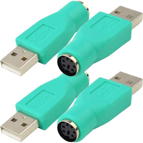 DKARDU PS/2 to USB A Adapter, PS/2 Female to USB A Male Converter Adapter Replacement for Mouse, Keyboard (4 Pack, Green, Purple)