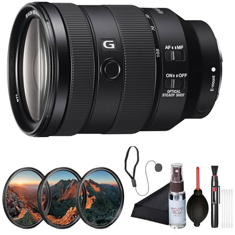 Sony FE 24–105mm F4 G OSS Standard Zoom Lens (SEL24105G/2) – Full-Frame E-Mount | Constant F4 Aperture | Filter Kit, Cap Keeper, Cleaning Kit, and More