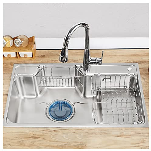 Pica Cocina Fregadero de cocina grande de un solo tazón, Fregadero de la casa de campo de acero inoxidable de la estación de trabajo con colador y grifo, 31.5 x 19 x 9 pulgadas Fregadero de Cocina (S