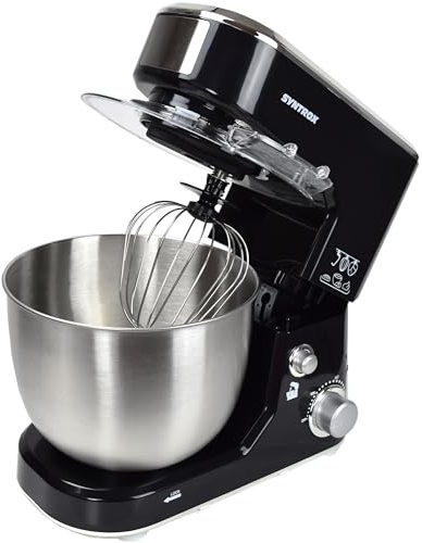 Syntrox 5,0 l Küchenmaschine Wezen | Knetmaschine | Rührmaschine | Spiralkneter, Multifunktional, 5 Liter moderner Küchenhelfer, 1000 Watt (Schwarz)