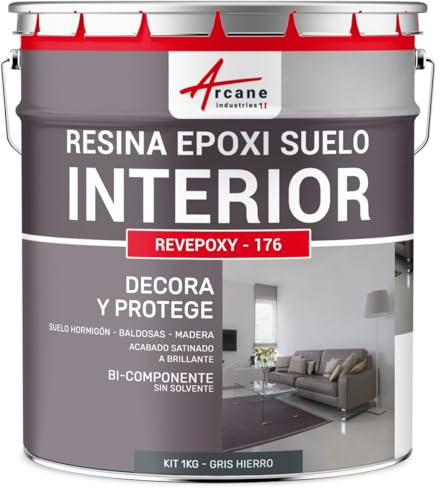 ARCANE INDUSTRIES Resina epoxi para suelos interiores - REVEPOXY - 176-1 kg (hasta 5 m² en 2 capas) Gris Hierro - RAL 7011