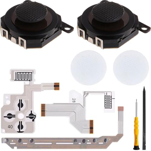 ZHUROUPU Sostituzione Joystick analogico 3D e Tappo Thumb Stick per Sony per PSP 1000 1001, Accessorio Direzione Croce Pulsante Sinistro Tasto Volume Tastiera Destra Cavo Flex (L + R + Volume)