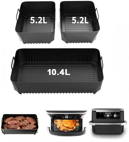 Moule Air Fryer, Accessoires pour friteuse à air pour Ninja Foodi Flexdrawer 10.4L AF500EU, 3-Piece Set, Tapis de silicone pour friteuse, moule air fryer ninja，Air fryer accessoires