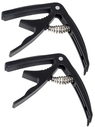 2 Stück Gitarren Capos Spannungsverstellbar Schwarz aus Metall | Abs Elemente, für E-gitarre und Gitarre, Ändert Tonarten im Lied, Gleichmäßiger Druck