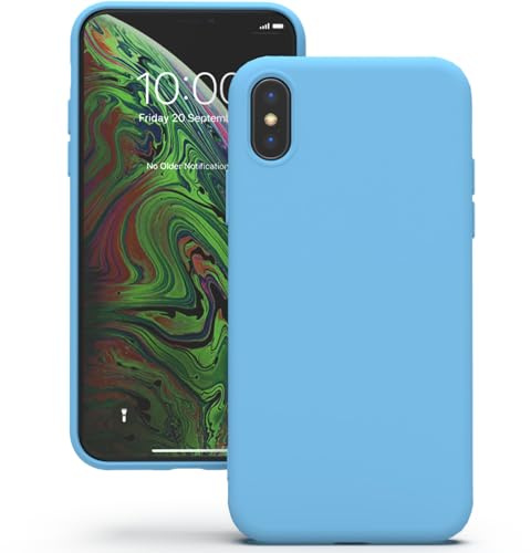 YATWIN Hülle für iPhone X/iPhone XS, Silikon Handyhülle mit Futter, 1mm Kamera und Displayschutz, Dünn & Leicht, Anti Kratzer Case, Himmelblau