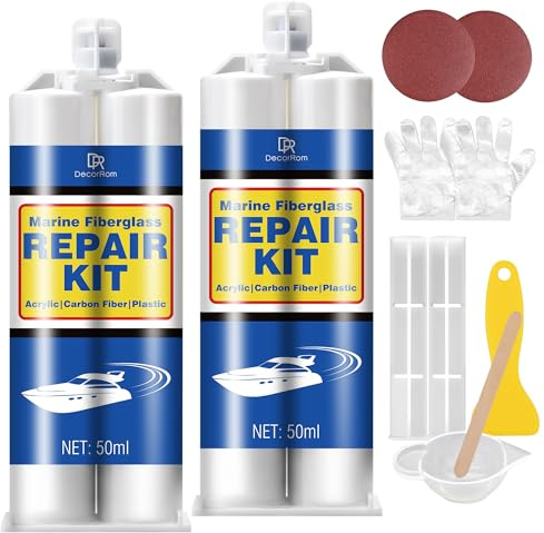 Marine Fiberglass Repair Kit - 100ml Gel Coat Repair Kit for Boats, Clear Fiberglass Repair Epoxy Filler for Fast Repair Scratches, Cracks, Holes, Gelcoat Repair kit for Fiberglass, Acrylic, Porcelain