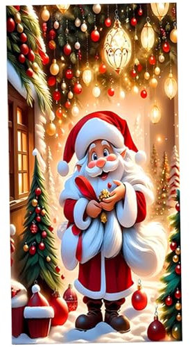 Peosaard Weihnachtsdekorationen 3x6.5ft Weihnachts Türdekorationen, Hängeber Xmas -Tür Cover, Weihnachts -Santa -Hintergrund Banner für Home -Haustür Holiday Weihnachtsdekor, Stil 3