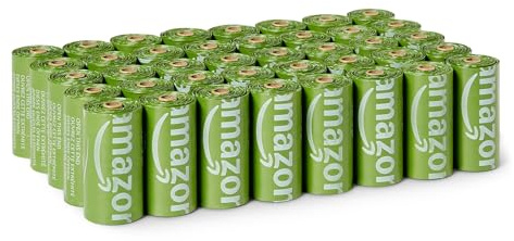 Amazon Basics Bolsas de Material Reciclado para Residuos de Perro Sin Dispensador Sin Perfume, 600 Bolsas (40 Paquetes de 15 Bolsas)