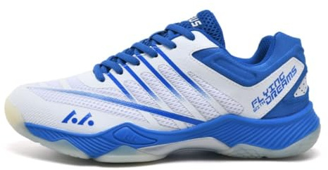 Xuanke Handballschuhe Herren Atmungsaktiv rutschfest Turnschuhe Damen Squashschuhe Leichte Wettkampf Trainingsschuhe (Weiß Blau,46)