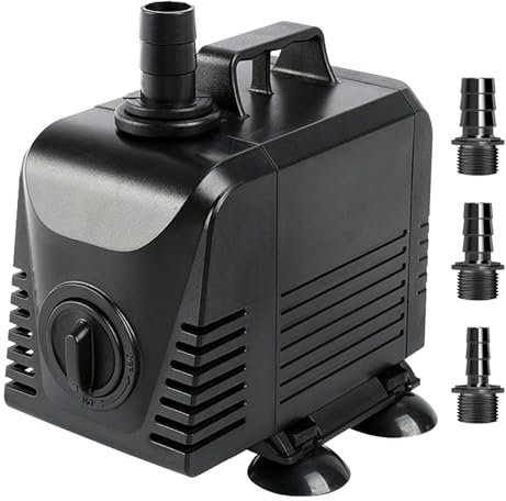 Polegas Submersible Water Pump,3000L/H 45W Ultra Quiet Pond Pump with 3 Nozzles,3m High Lift for Fountain Pumps for Fish Tank Hydroponics, Small Pond, Waterfalls, Aquariums