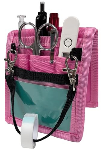 Krankenschwestertaschen-Organizer, Krankenschwester-Bauchtasche mit Klebebandhalter, kleine Gürteltasche mit mehreren Fächern, Werkzeuggürtel mit Bandhalter für Schulter, rose, Refer to description