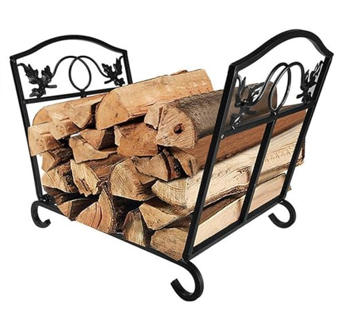 Portalegna da ardere, pieghevole in ferro battuto, supporto per legna da ardere per esterni, antiruggine, per riporre legna da ardere