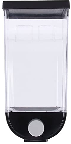 Pilipane Square Dry Food Dispenser Wall Mounted Grain Storage Container Laundry Bead Cereal Dispenser for Kitchen Black ABS Large Capacity Transparent Press Button Design (1.5l)