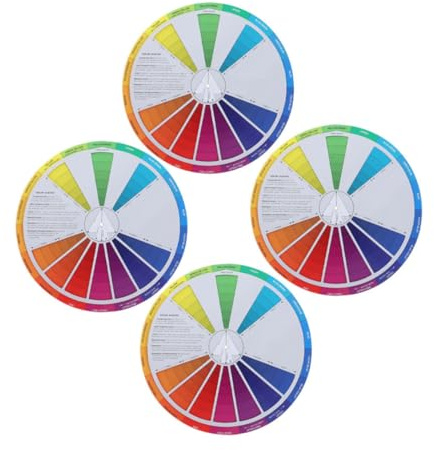 Homoyoyo 4pcs Rotatable Watercolor Wheel Small Learning Chart Painting Blending Tool for Art Students and Beginners Color Gradient Chart for Drawing and Mixing