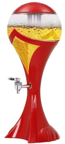 TOTIKI Dispensador De Cerveza Dispensador De Cerveza Y Bebidas De 3 L con Tubo De Hielo For Fiestas Dispensador Bebidas(Rot)