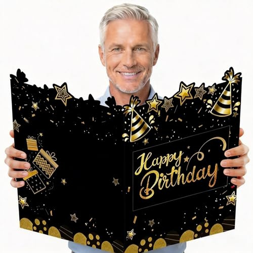AIBAOBAO Tarjeta Felicitacion Cumpleaños Grande 63x40 cm Tarjeta Cumpleaños Original Divertida con Sobre XXL Postal Cumpleaño Gigante Happy Birthday Card Regalo para Mujeres Hombres Niños Niñas