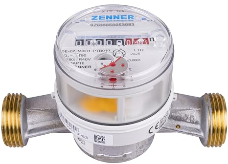 Medidor de agua Zenner Q3 = 2,5 agua fría + caliente, BL 130 mm conexión de 1 pulgada/calibración 2025