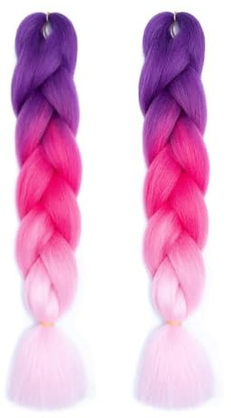 HTTDSLF Extension per Treccine Africane, Extension Treccine, Dreadlock Parrucca, Capelli per Treccine Africane, Fibra Sintetica Treccia di Scatola Crochet Twist Braiding Hair (2, Viola & Rosa)