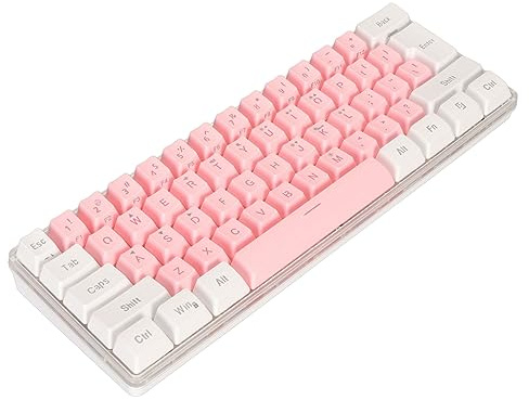 Clavier Compact, Imitation Technologie Mécanique Rétroéclairage RGB Clavier de Jeu Ergonomique 60% PC (Blanc Rose)
