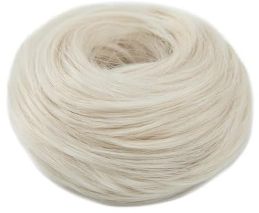 Syntetiska hårknutförlängningar, elastiska släta hårgummin, hårdelar, chignon, munk, hög stickning, hårstycken för kvinnor ponytail förlängning (vit blond)