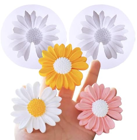 3D Gänseblümchen Silikonform, 2 Stück Silikonformen Gießformen Daisy Blume, Silikon formen Zum Gießen, Blume Kerzen Silikonformen, für Duftkerzen, Seife, Wachs, DIY Handarbeit & Bastelprojekte