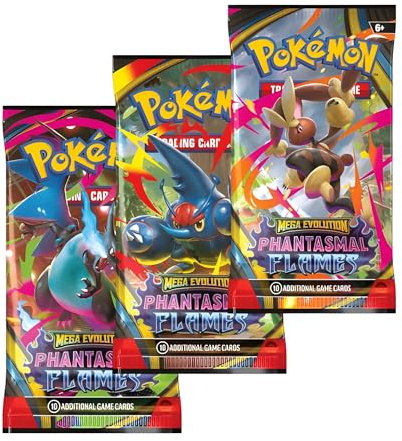 Pokémon TCG: Phantsmal Flames Booster Packs x3 | Pokemon Phantasmal Flames ME02 | Pokemon Mega Evolution Series | Perfect for Fans of Phantasmal Flames Booster Box | Titan Authenticated