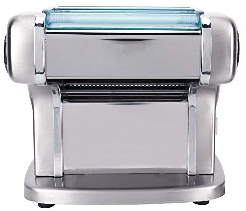 Fdit Machine à Nouilles électrique 3 Lames, Pétrin Automatique avec Base Antidérapante et Molettes de Réglage de Largeur pour Peaux de Raviolis Maison, Pâte à Pâtes (Prise UE 220V 50Hz)